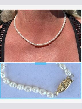 Vintage Hand Strung Genuine Fresh Water Pearls 17” including clasp Necklace
